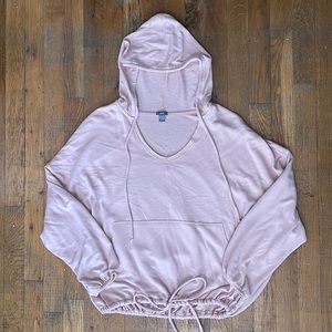 Aerie lightweight hoodie with front pocket and adjustable ties, size small